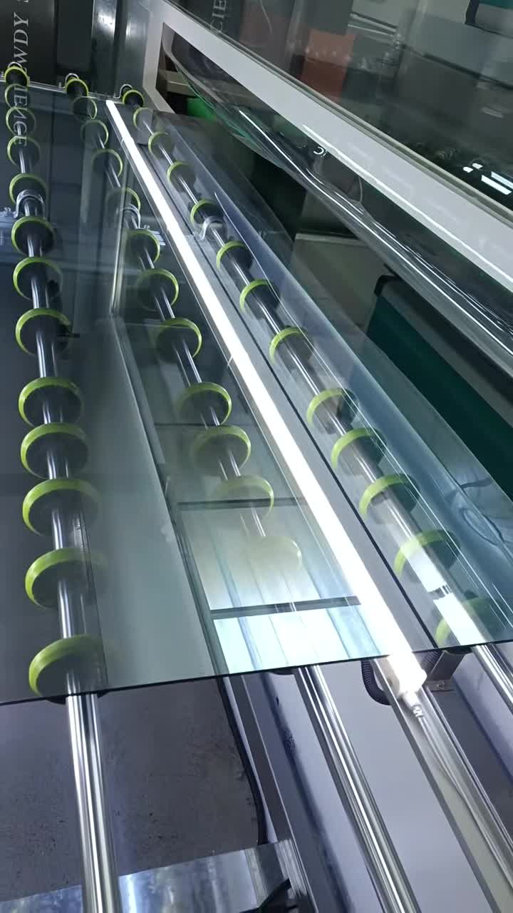 Glass sheets on a production conveyor